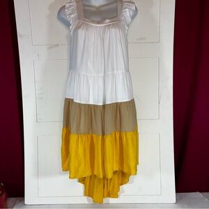 White, Yellow and Tan Summer Dress